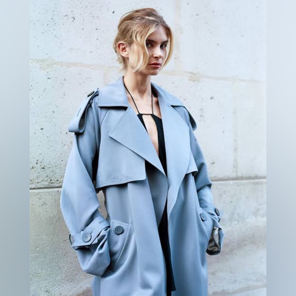 Attire the Studio blue grey trench coat size small